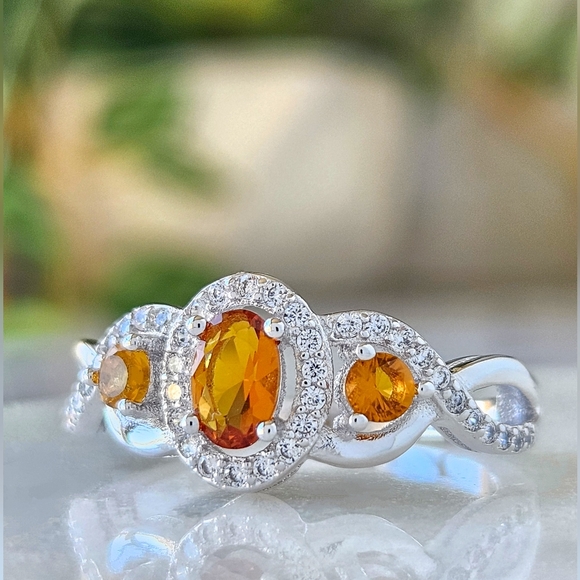 Oval Citrine Gemstone ring, Charmed Aroma, 925 Sterling Silver - Picture 4 of 4
